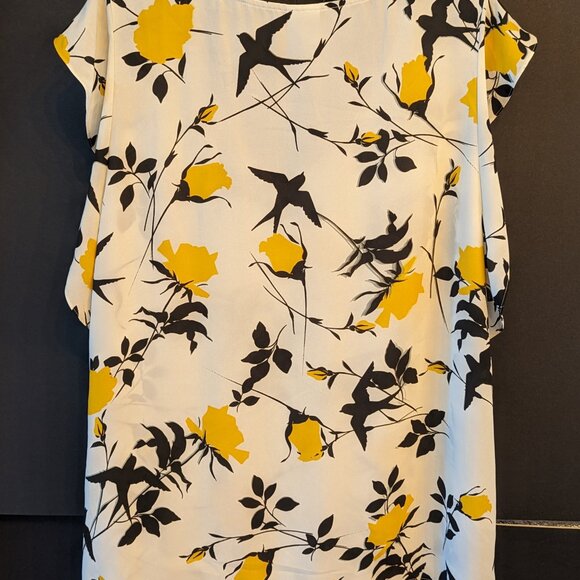 Cabi #3963 Birdwatcher Yellow Gold Floral Flutter Sleeveless Tank Top Blouse XL - Picture 2 of 3